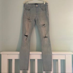 pacsun skinny ripped distressed light blue jeans
